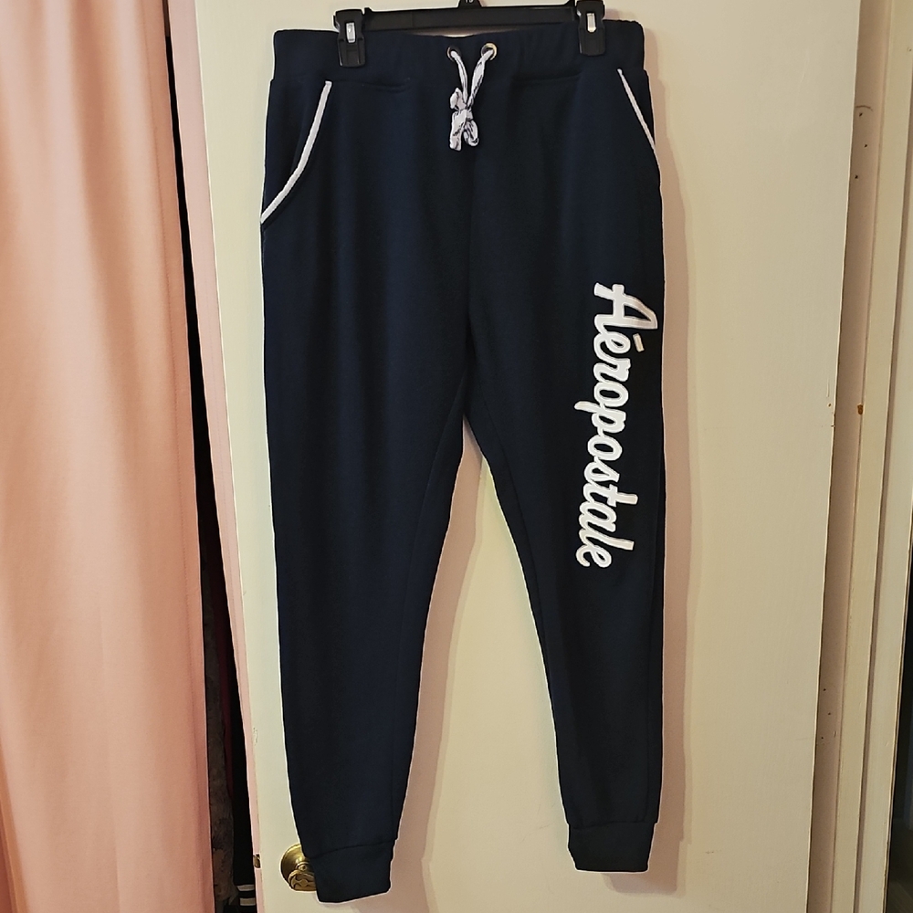 Aeropostale Dark Blue Sweatpants with White Details Unisex